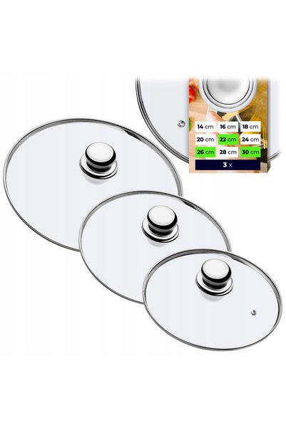 KADAX SET CAPACURI DE STICLA 22/26/30cm