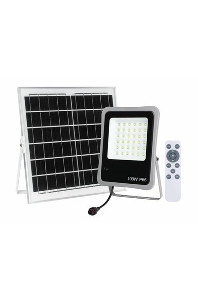 Well Proiector solar de 100W, panou solar de 15W, lumină rece