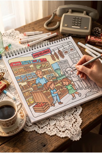 M&H Coloring Colors of Our Childhood Coloring Book - 21X21 cm Coloring Book / for Children and Adults / Relaxing / Hobby / Stress Relief / Enjoyable Coloring Pages