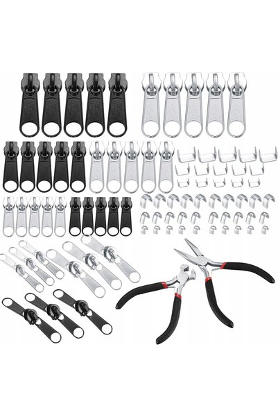NO BRAND 86x Glisoare metalice pentru fermoare, kit de reparații