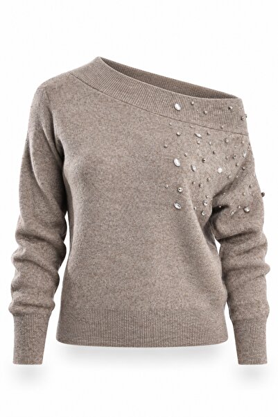 5in1Canpolat Mink Stone Embroidered Sweater 261155