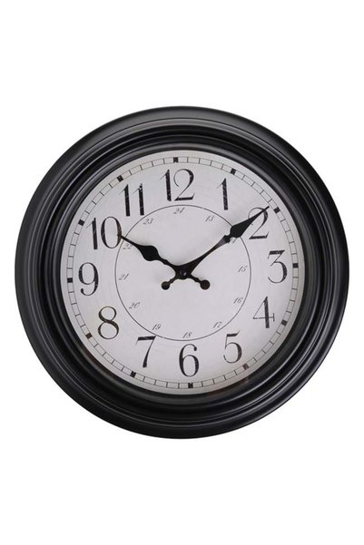 SHOPIENS Ceas de perete negru cu model vintage diametru 30 cm din sticla si p...