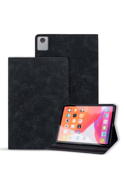 XGSM Husă tip carte pentru Lenovo Tab M11, cu flori, neagră
