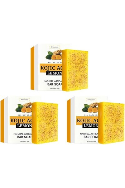 Yelajoy 3 Pcs Turmeric Artisanal Bar Soap，with Vitamin C, Natural Skin, Even ...