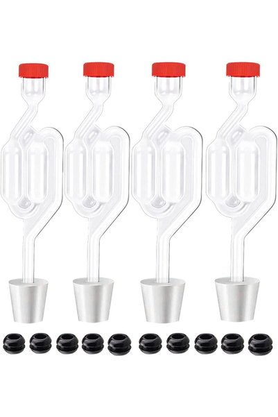 Arabest 4-Pack Twin Bubble Fermentation Airlock Set,Brewing Kit with 4 Stoppe...