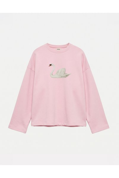 Disante Oversize 100% Cotton 3 Thread Sweatshirt - Swan