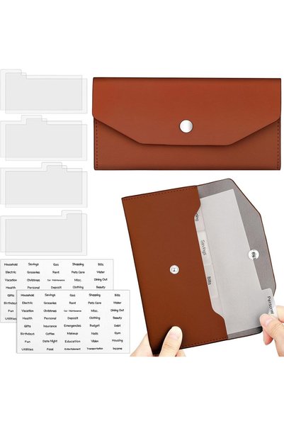 Generic 11 Pieces PU Leather Cash Envelope Wallet With Reusable Budget Divide...