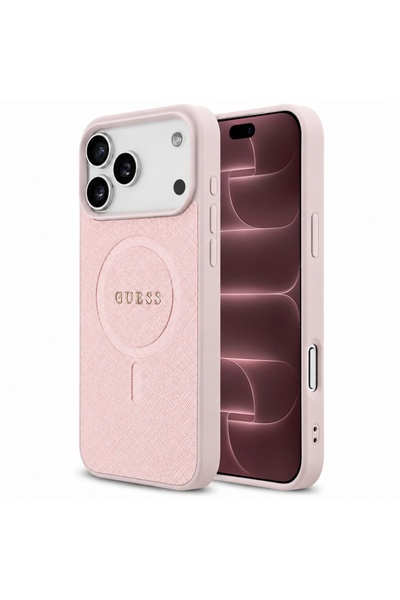 Guess Husă pentru iPhone 18 Pro Max / iPhone 17 Pro Max - Saffiano MagSafe - Roz