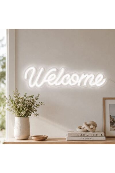 SHOPIENS Panou cu LED neon alb welcome 41x11.2 cm din plastic Shopiens ®