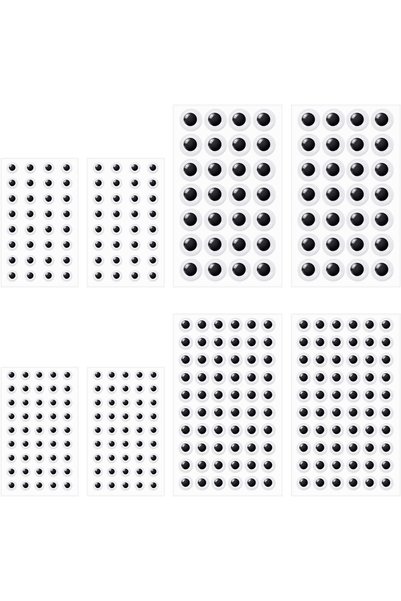 Generic Self Adhesive Googly Eyes 8 Sheets, Assorted Sizes (8mm-18mm) Black &...