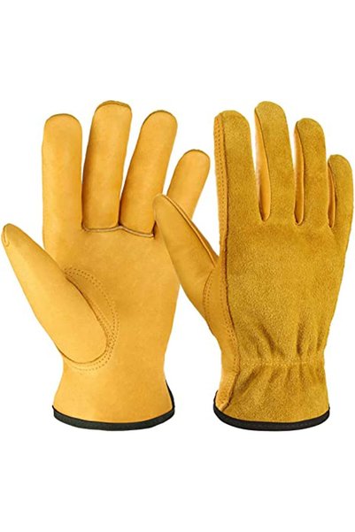 Generic Leather Work Gloves Flex Grip Tough Cowhide Gardening Glove for Wood ...