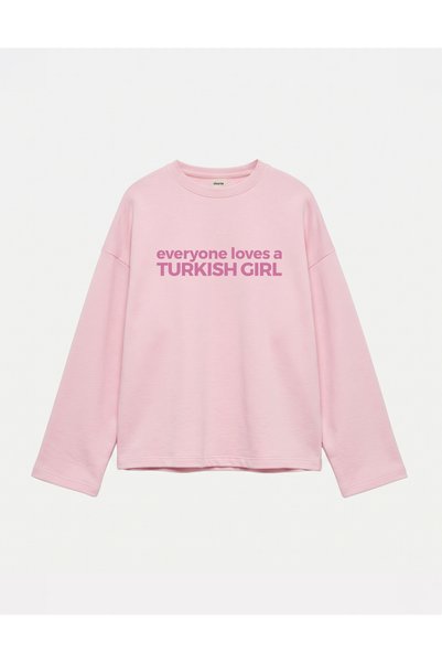 Disante Oversize 100% Cotton 3 Thread Sweatshirt - Turkish Girl