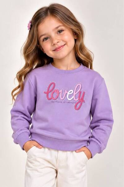 Girl's Sweatshirt Lovely Printed Crew Neck 100% Cotton
