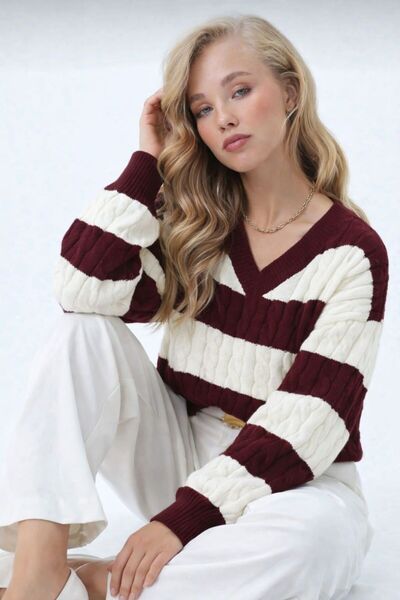 ZERELLE COLLECTİON Women's V-Neck Hair Knit Stylish New Knitwear Sweater