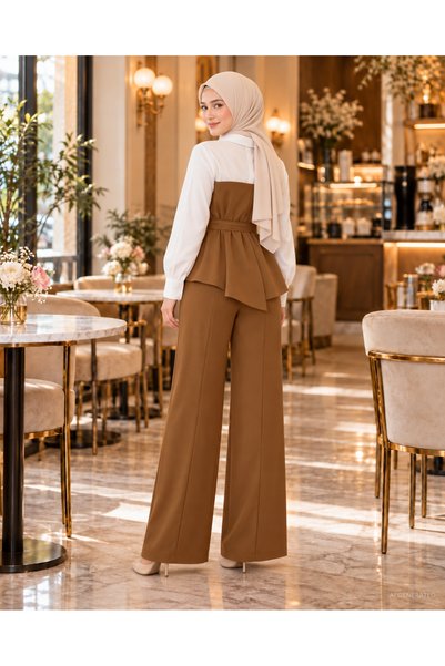 Veronika Mağazacılık Belted Waist, Original Design - Women's Collared Asymmet...