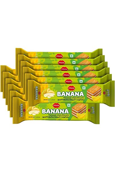 Generic بسكويت بنكهة الموز بالكريمة 90 جرام، عبوة من 12 قطعة