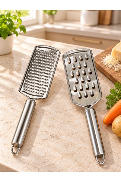 EcoVibe Premium Stainless Steel Kitchen Grater Set Double Fine and Coarse Cheese Vegetable Grater