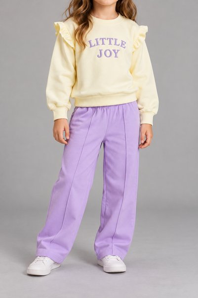 ZUNVARA طقم بدلة رياضية مكشكشة مطبوعة عليه Little Joy للفتيات