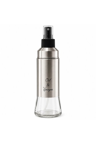 OEM Pulverizator pentru Ulei si Otet, 170 ml, Recipient din Sticla si Inox, Spray pentru Gatit, Salate, Air Fryer si Gratar, Dozare Controlata, Design Elegant, Argintiu