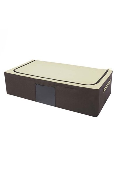 SHOPIENS Husa depozitare ecru maro cu cadru pentru haine 80x40x20 cm Shopiens®