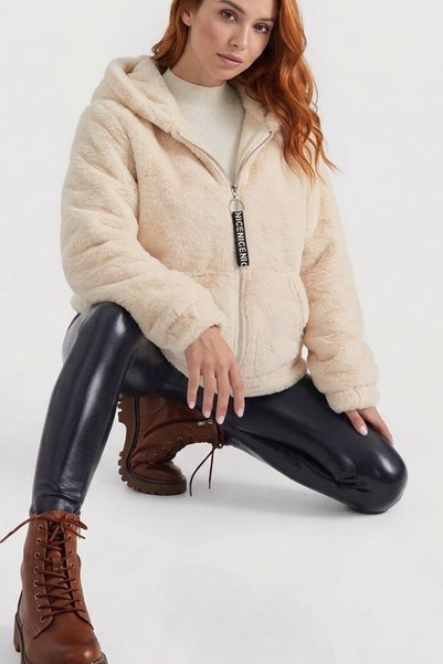 Oxyteez Black Plush Cardigan with Hood and Pockets, Anti-Pilling