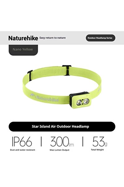 Naturehike Yellow Rechargeable Fishing LED Headlamp Camping Headlight IP66 Wa...