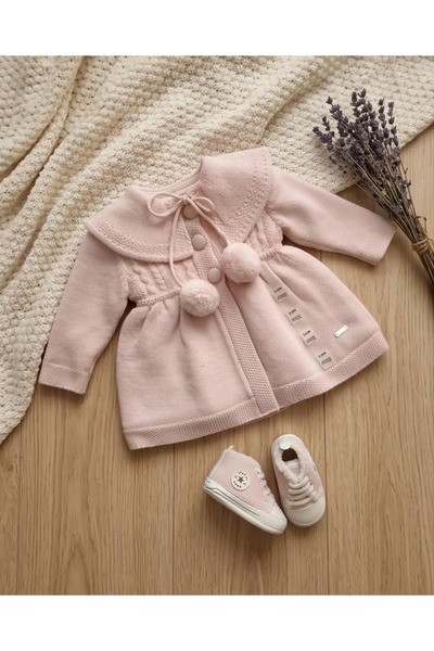 Nipperland Baby Girl Knitwear Cardigan with Pompoms and Buttons