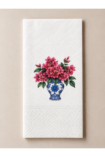 MERCI SOIE Bougainvillea Baskılı Sunum Peçetesi 12'li - Dekoratif Peçete, Dav...