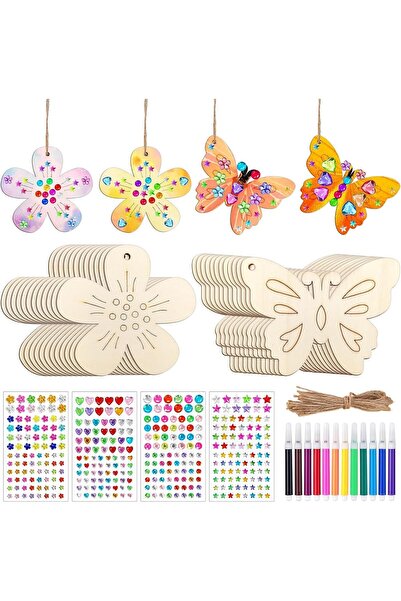 Generic 3D Wooden Butterfly Craft Sets For Children, Butterfly And Flower Cra...