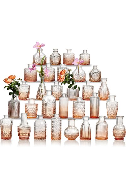Generic Glass Vase, 30PCS Vintage Bud Set for Centerpieces for Table