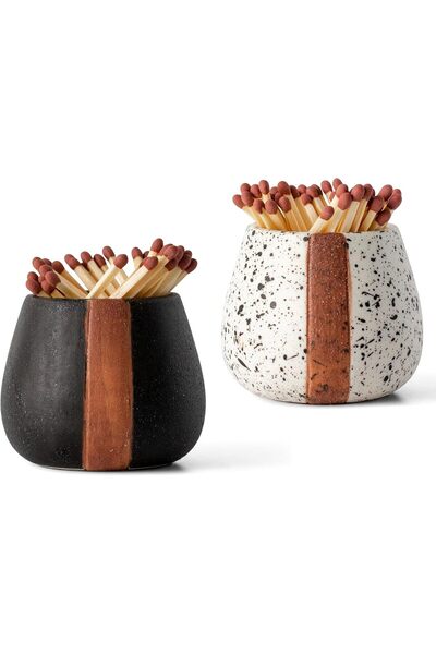 Generic Ceramic Match Holder Set of 2 with Striker, Stylish and Durable Handm...