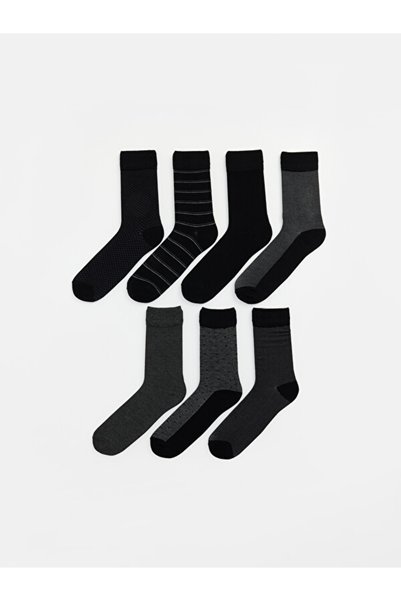 LC Waikiki Rmz Gi̇yi̇m Farkiyla Embroidered Men's Socks 7-Piece Pack