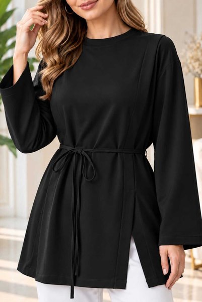 Soul Tunik Kadın Tunik Bluz Bağcıklı Yırtmaç Detaylı
