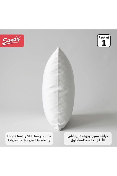 Sandy وسادة مربعة، حشوة ألياف مجوفة ناعمة، مقاس 45x45 سم، غطاء من الميكروفايبر الناعم المصقول، أبيض ناصع (عبوة من قطعة واحدة)