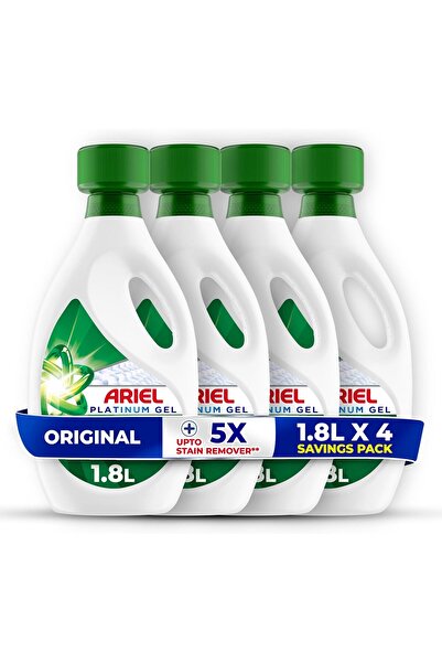 Ariel Platinum Gel Original Liquid Detergent 1.8L x 4 5X stain removal.