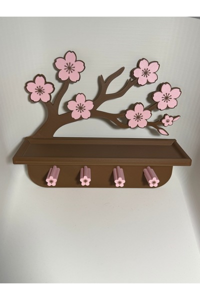 Dest Studio 3D Sakura (Kiraz Çiçeği) Ağacı Tasarımlı Duvar Rafı ve Anahtarlık