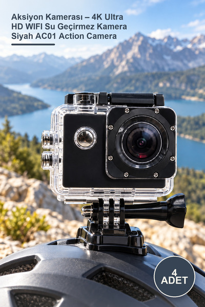 Yenilig 4 Adet Aksiyon Kamerası – 4K Ultra HD WIFI Su Geçirmez Kamera Siyah AC01 Action Camera