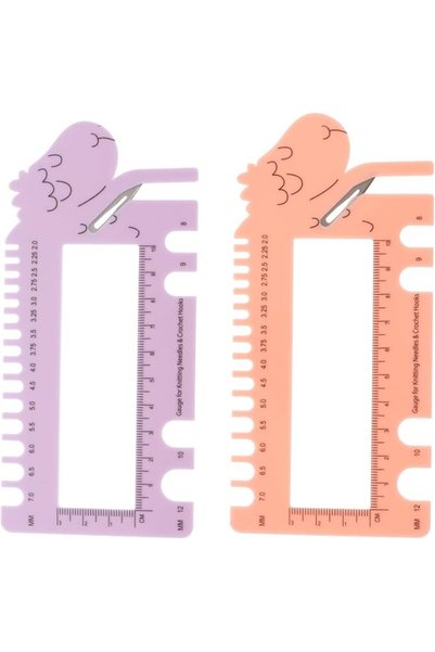SYOSI 2 Pack Sheep Knitting Needle Gauge & Crochet Hook Measure Tool, Accurat...