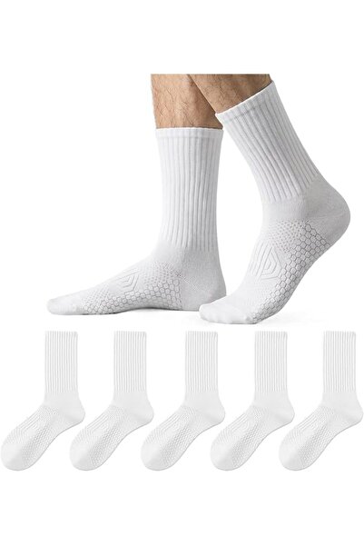 infino Men's Cotton Mid-Calf Socks (5 Pack) – 10A Antibacterial Athletic Sock...