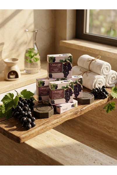 Mage Cosmetics Natural Black Grape Soap Moisturizing and Exfoliating Vegan Hand, Face and Body Care Soap 5-Piece Advantageous Pack