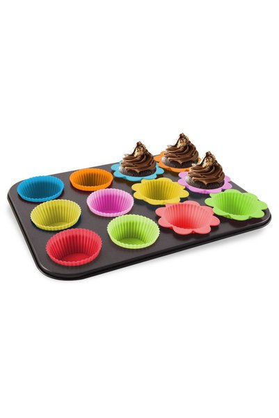 Orion Forma Metalica 12 Briose + 12 Forme Silicon, Negru