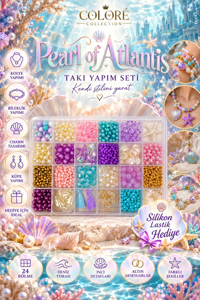 By MO Accessories Coloré Collection Pearl of Atlantis Takı Yapma Seti – İnci,...