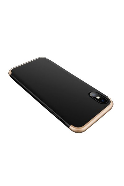 GKK Θήκη 360° για iPhone X, ματ με σκληρυμένο γυαλί, μαύρη/χρυσή