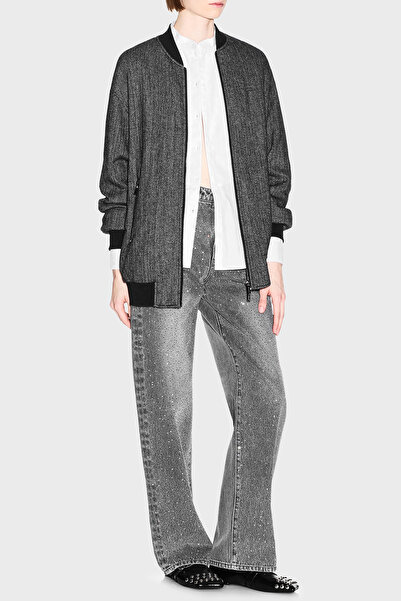 Armani Exchange Taşlı Relaxed Fit Yüksek Bel Bol Paça Jeans Kadın KOT PANTOLON XW000100 AF25772 M808