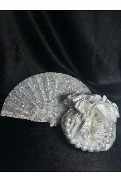 Bridal Luxe Premium gelin seti gelin çantası ve gelin yelpazesi