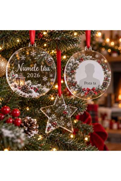 ShopPrint Set 3 ornamente de Crăciun personalizate din plexiglas, 10 cm, cu nume