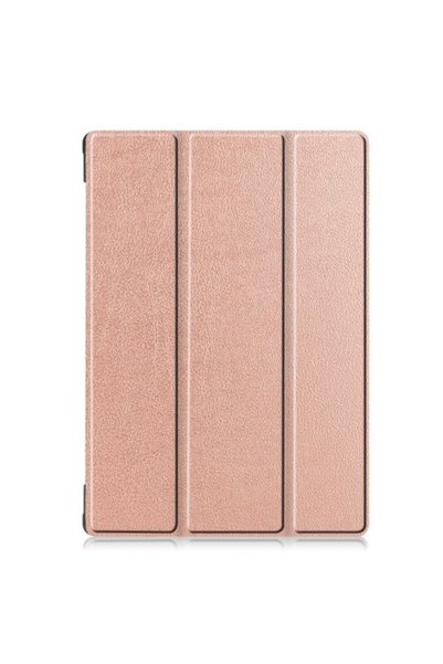OEM Δερμάτινη Θήκη Tri-Fold για Lenovo Tab M10 FHD REL TB-X605FC, Ροζέ Χρυσαφί