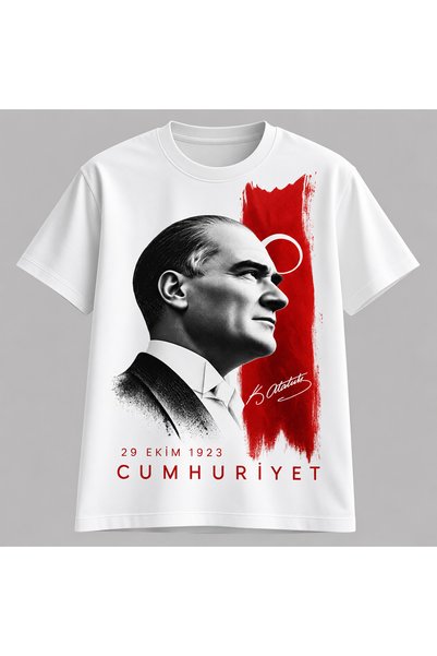 MARKAPRM 29 Ekim Cumhuriyet Bayramı Atatürk Baskılı Unisex Tişört – 1923 Cumh...