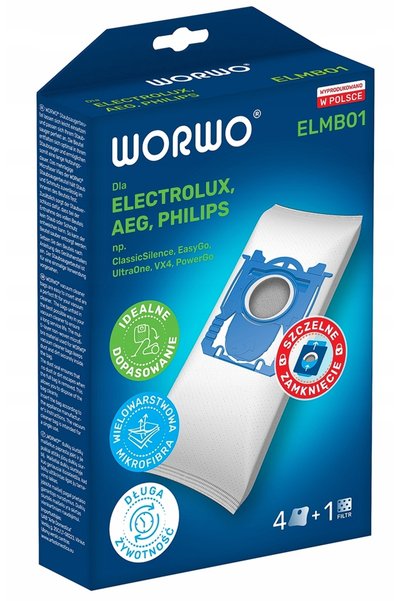 Worwo Saci pentru aspirator ELECTROLUX PHILIPS AEG ELMB01 4 bucăți
