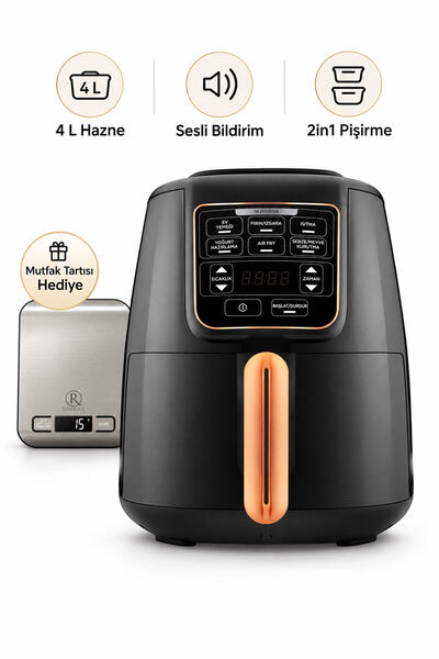 Karaca Air Pro Cook XL 2in1 Black Copper Airfryer 4 L Hazne Sesli Bildirim Mutfak Tartısı Hediye